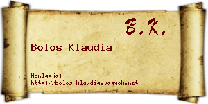 Bolos Klaudia névjegykártya